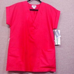 CREST Designer SCRUBS == Women's Size Small == 2 Pocket Top == Dark Pink == NWT